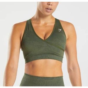 Gymshark Green Adapt Camo Criss Cross Bra Sz. M
